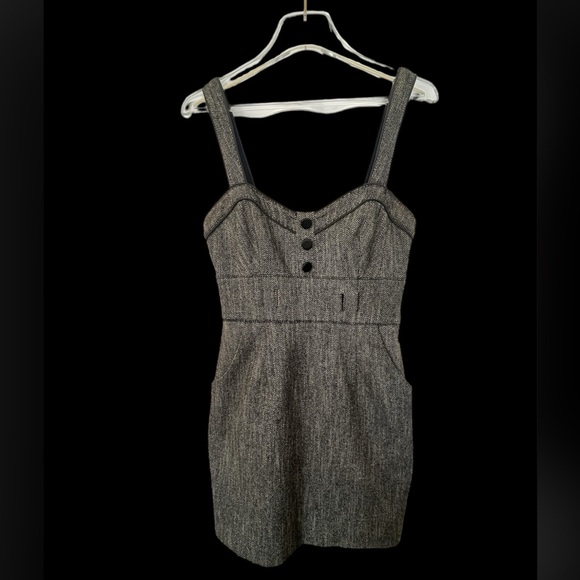 bebe Dresses & Skirts - BEBE Tweed Button Front Bustier Mini Dress with Belt Loops VGUC, Sz 6